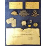 Militaria, a small collection of items belonging to a U.S. Marine to include a vintage Gruen watch