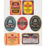 Beer labels, Robert's, Aberystwyth, a good selection of 11 labels inc. 1953 Coronation label (with