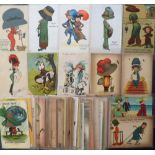 Postcards, Comic, a selection of 50+ cards all relating to Women's fashion, inc. hobble skirts,