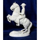 Collectables, white glazed ceramic model of a Spanish Riding School Lipitzana horse with rider