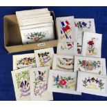 Postcards, Silks, a collection of approx 65 embroidered silks, the majority greetings but also
