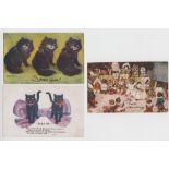 Postcards, Louis Wain, Cats, 2 cards, 'Some Sport!' (unused) & 'Tail's Up' (pu 1919) Valentine's