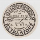 Beer label, Guinness circular label 51mm high, bottled by G C Kew, Aldeburgh (gd) (1)