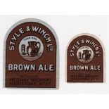 Beer labels, Style & Winch Ltd, Maidstone, 2 different size arched labels for Brown Ale, 88mm and
