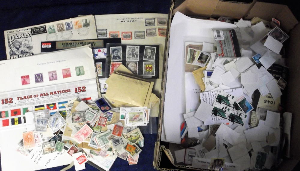 Stamps, world collection, various ages, mostly loose, on album pages and some in packets, many