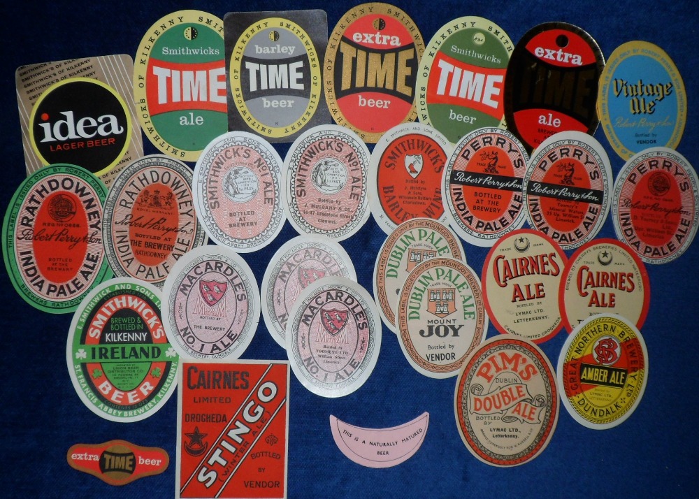 Beer labels, a mixed selection of 26 Irish labels of which 24 are different inc. Mountjoy Brewery