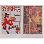 Postcards, Advertising, Byrrh Tonique, 2 cards (classic French Grand series), poster style, 3rd