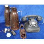 Collectables, 2 Bakelite Thermos flasks (1 missing lid) together with a 1940s black Bakelite