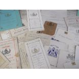 Ephemera, collection of early 1890s to 1950s Guildhall menus, invitations, programmes, tickets etc