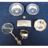 Collectables silver, 7 silver items Somers and Eccles silver handled magnifying glass hallmarked