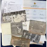 Cricket autographs, interesting selection of signed items inc. magazine pictures, album pages,