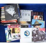 Vinyl Records, a record case containing approx seventy 45rpm singles, mostly 1980's inc. Blondie,