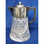 Collectables, Mappin Brothers crystal lemonade jug with silver plated lid and handle, circa 1900 (