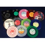Vinyl Records, a small collection of 12 coloured vinyl, picture and novelty discs inc. ELO Mr Blue