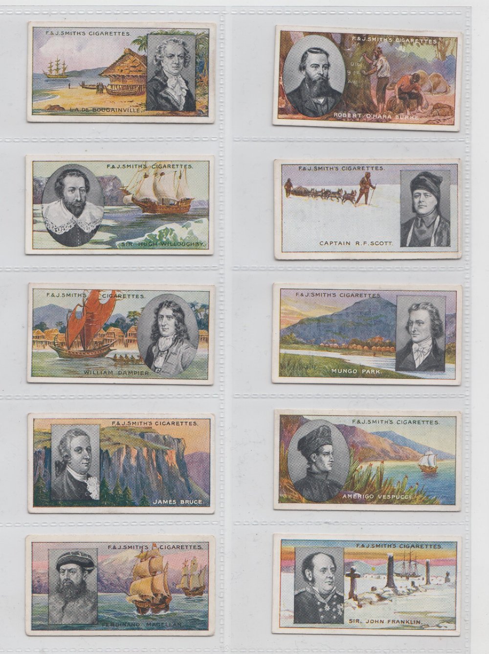 Cigarette cards, Smith's, Famous Explorers, (set, 50 cards) (gd)