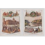 Cigarette cards, Wills, Cities of Britain, 'P' size (set, 12 cards, plus envelope of issue) (gd/