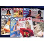 Glamour magazines, Knave, a collection of 40+ issues, 1971 to 1977, all in individual paper bags (