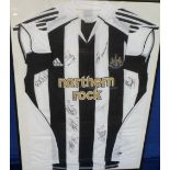Football autographs, Newcastle United, framed shirt with embroidered badge and Northern Rock logo