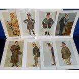 Ephemera, Vanity Fair Prints, eight original Vanity Fair prints, all by 'Spy', each one showing a