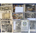 Postcards, a mixed collection of approx 74 lithographic and other cards mostly German in sets and