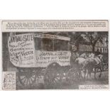Postcard, Suffragette, France, rare b/w postcard, Mme A Servaniere in decorated carriage, La Femme