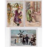 LOT WITHDRAWN Postcards, Christmas, collection of 28 vintage Greetings cards inc. 3 hold-to-light,