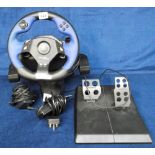 Play Station and PC Logitech Driving Force motor racing simulation steering wheel and pedals (gd)