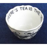 Collectables advertising, rare Dheere's blue and white transfer printed advertising tea bowl '
