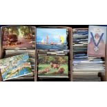 Postcards, Modern, a collection of 800+ modern cards in 3 boxes, sorted by publishers, a good mix of