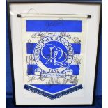 Football Autographs, Queens Park Rangers, large club pennant bearing multiple black ink