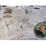 Ephemera, box of company letter heads, advertising items, magazine motoring advertisements