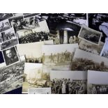 Photographs, 25+ German WW1 and WW2 photographs inc some later reproduced images showing troops