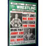 Wrestling poster, an illustrated poster from the City Hall St Albans 8 Nov (1980's?), inc. Marty