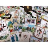 Ephemera, 150+ greetings cards mainly small Victorian examples to include, children, animals,