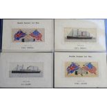 Postcards, Woven silks, a collection of 4 Stevens woven silks, 2 hands across the sea for RMS