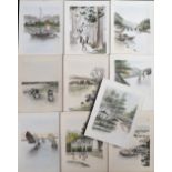 Ephemera, a set of 10 hand-painted watercolour Chinese menu blanks showing a series of Chinese