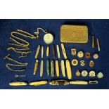 Collectables, a quantity of penknives (17 inc. 2 silver), an H E Peck pocket watch, rolled gold