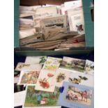 Ephemera, 700+ greetings cards, Victorian to 1950s assorted subjects inc. animals, children, pierced