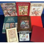 Postcard reference books, 9 books inc. Tom Browne, Catalogue of Postcard Artists, Harry Payne (