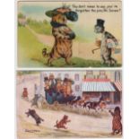 Postcards, Louis Wain, cats, 2 cards, 'Driving to the Races' Series no 541B published by