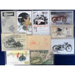 Postcards, a collection of 10 Motor Cycling Advert cards inc. Gala Peter, New Knight, Pannonia (
