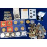 Coins & medallion's, a small collection of GB and World coins inc. George IV Crown 1822, Silver £1