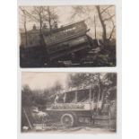 Postcards, Tram accidents, two cards, RP showing accident at Bradley near Huddersfield April 22nd