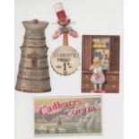 Trade cards, Cadbury's, 4 Advertising cards, 2 die-cut examples, Milk Churn & Black artist with