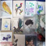 LOT WITHDRAWN Postcards, Novelties, a collection of approx 90 cards inc. real hair (7), felt