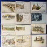 Postcards, Early period, a selection of approx 26 UK court size cards (18 coloured) and 4