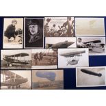 Postcards, a small selection of 12 aviation related cards inc. Amy Johnson, Alan Cobham, airships,