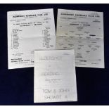Football programmes, Aldershot v Reading, 3 pre-season programmes 15 Aug 1964, (single sheet, team