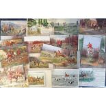 Postcards, Hunting, a collection of 28 Hunting-related cards inc. Gruss Aus, artist-drawn, Tucks,