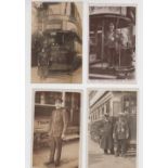 Postcards, Trams. 4 RP's each showing Tram personnel, Rotary London Life LCC Tram Car Conductor no